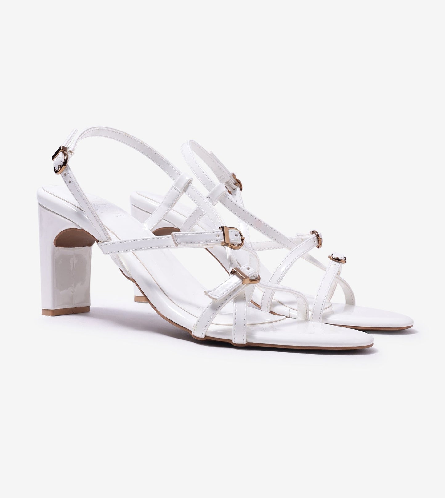 Trendy Strappy Straight Heel - White