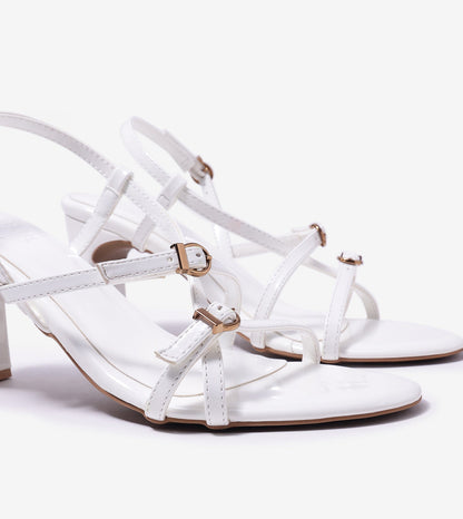 Trendy Strappy Straight Heel - White