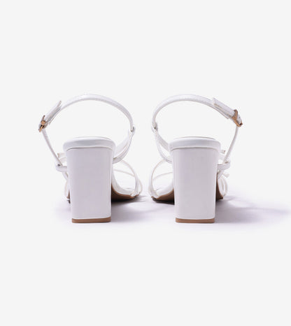 Trendy Strappy Straight Heel - White