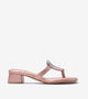 Metallic Accent T-Strap Block Heel -Peach