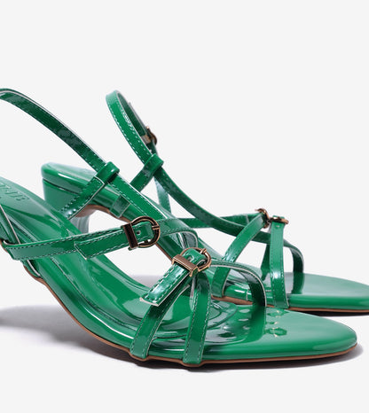 Trendy Strappy Straight Heel - Green