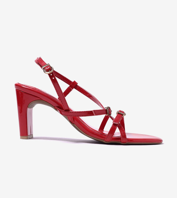 Trendy Strappy Straight Heel - Red