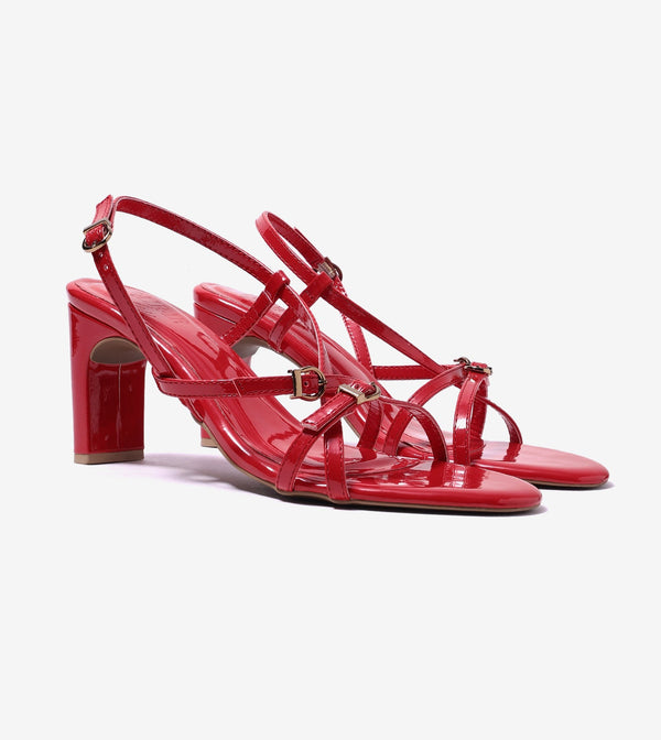 Trendy Strappy Straight Heel - Red