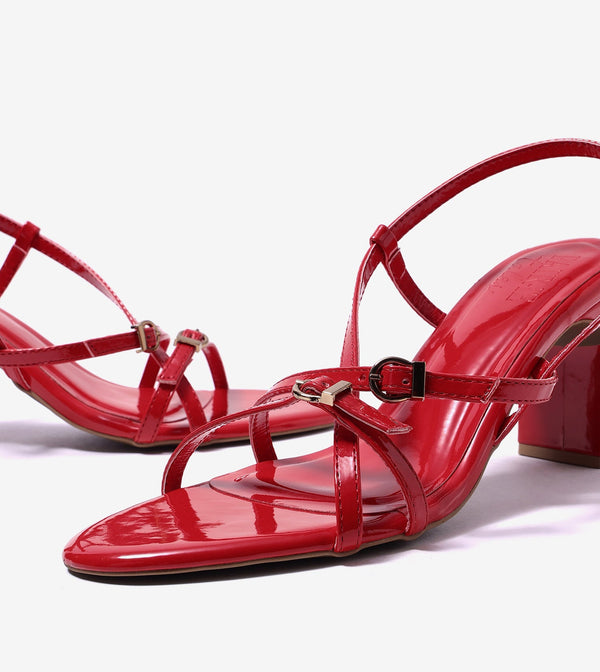 Trendy Strappy Straight Heel - Red