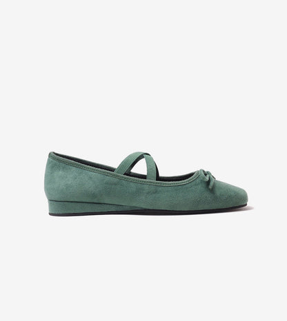 Suede Mary Jane Flats - Green