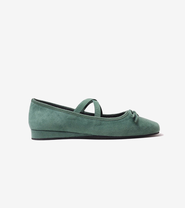 Velvet Mary Janes - Green