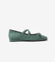 Velvet Mary Jane Flats - Green