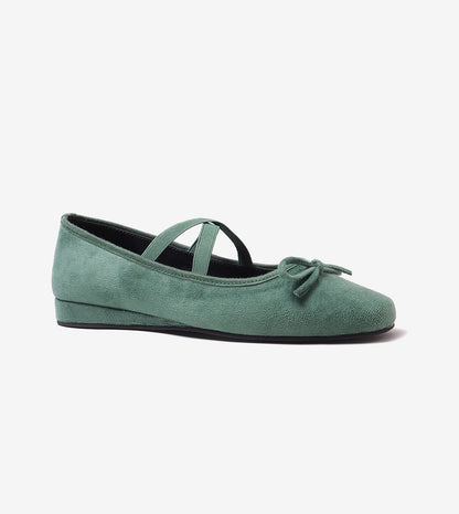 Suede Mary Jane Flats - Green