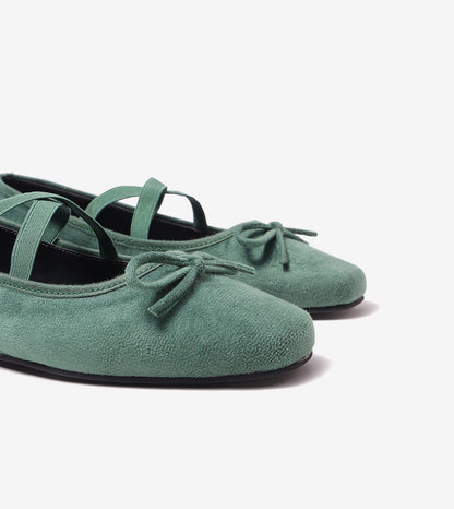 Suede Mary Jane Flats - Green