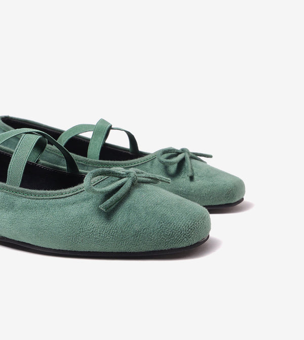 Velvet Mary Janes - Green