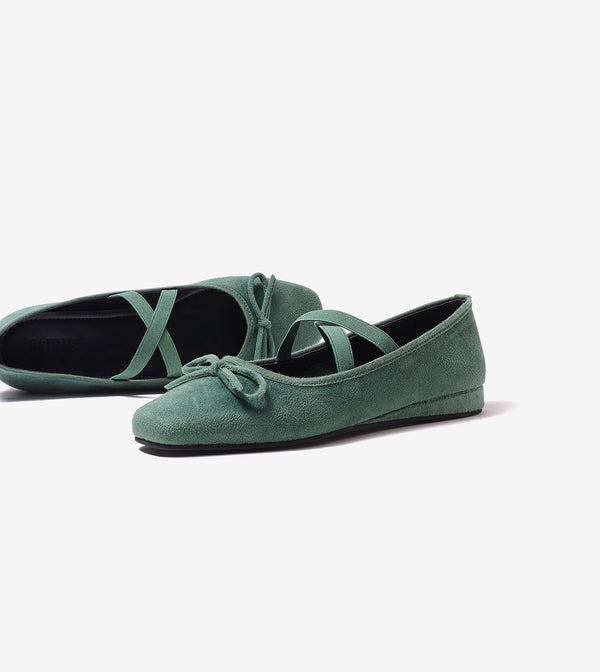 Velvet Mary Janes - Green
