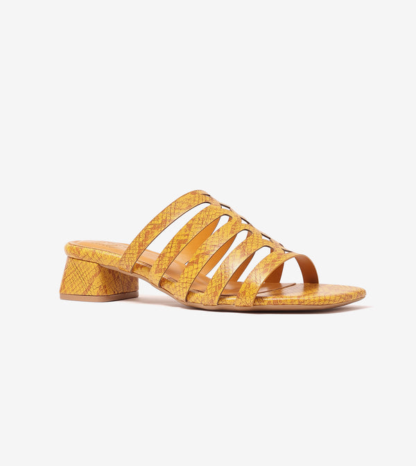 Cutout mule Block Heel - Mustard