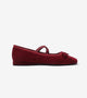 Velvet Mary Jane Flats - Wine