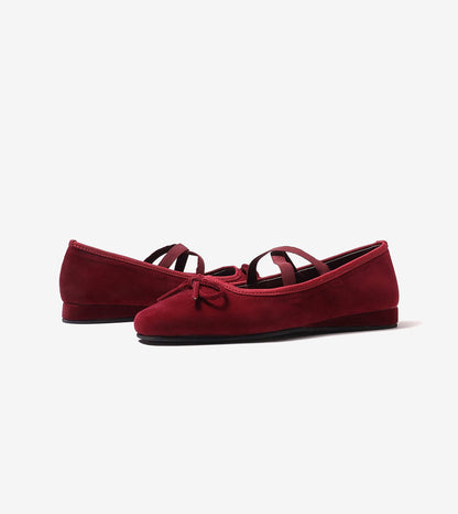 Suede Mary Jane Flats - Wine
