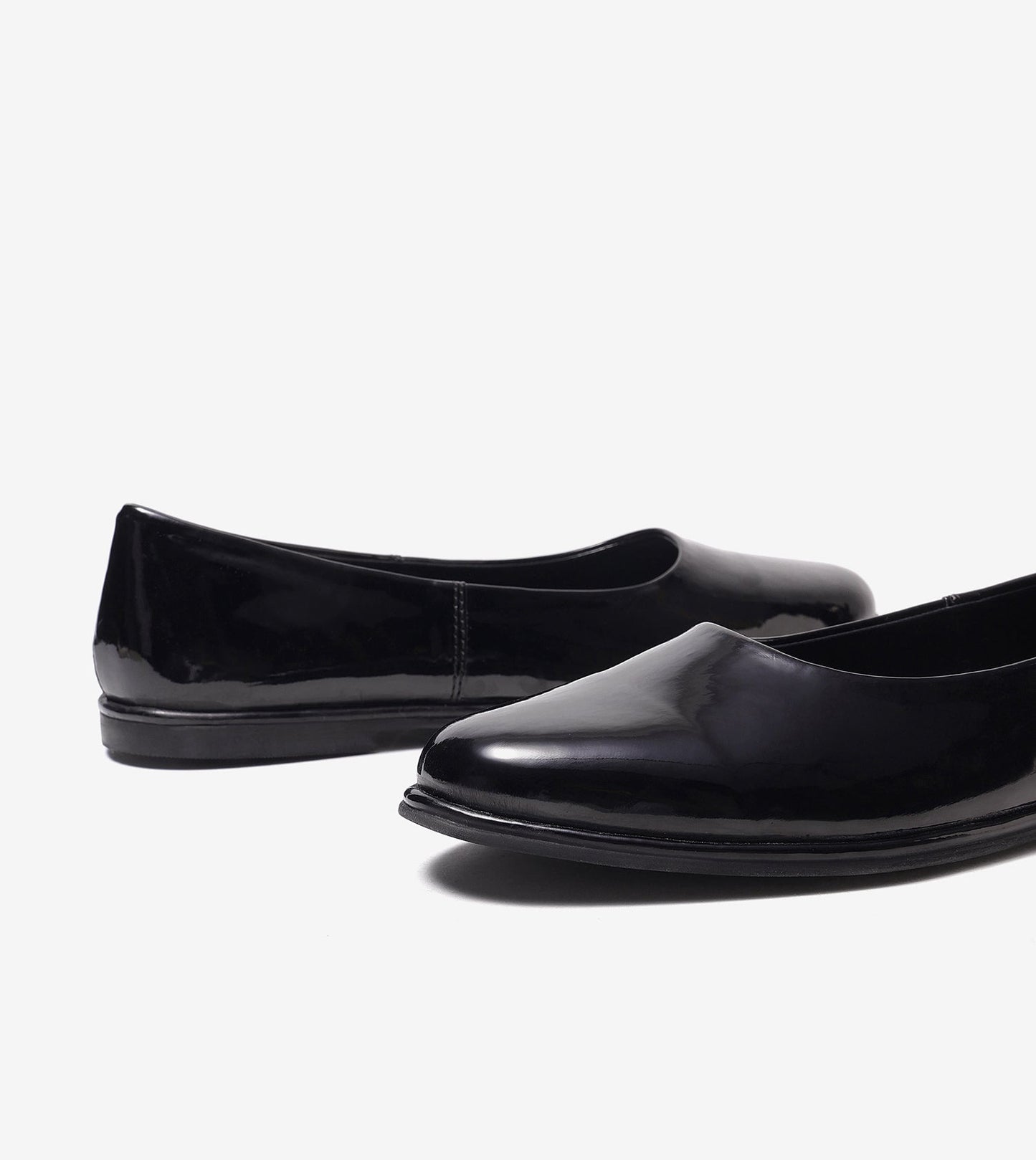 Modern Classic Patent Ballet Flats - Black