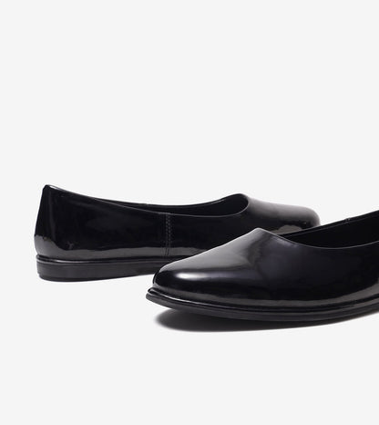 Modern Classic Patent Ballet Flats - Black