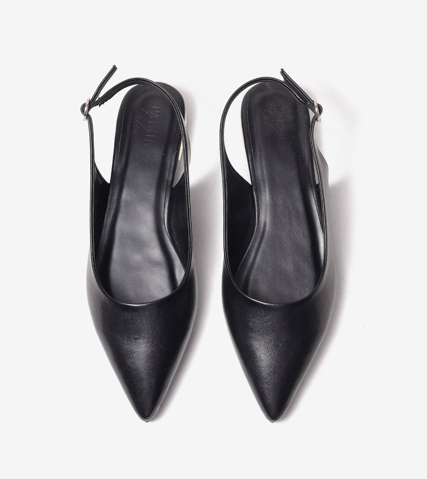 Pointed Toe Slingback Flats - Black