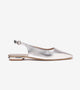 Pointed Toe Slingback Flats - Silver