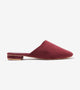Velvet Pointed-Toe Mule Flats - Wine
