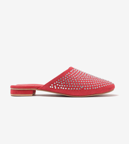 Crystal Red Slide-In Mules Flats - Red