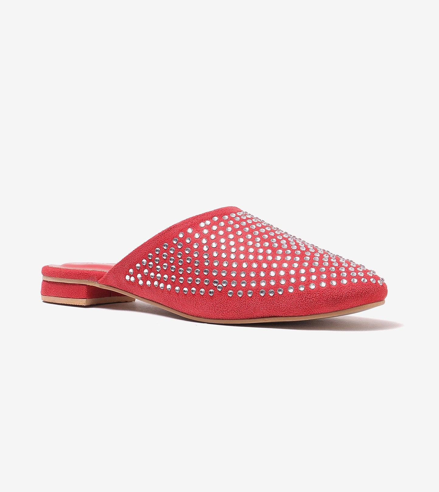 Crystal Red Slide-In Mules Flats - Red