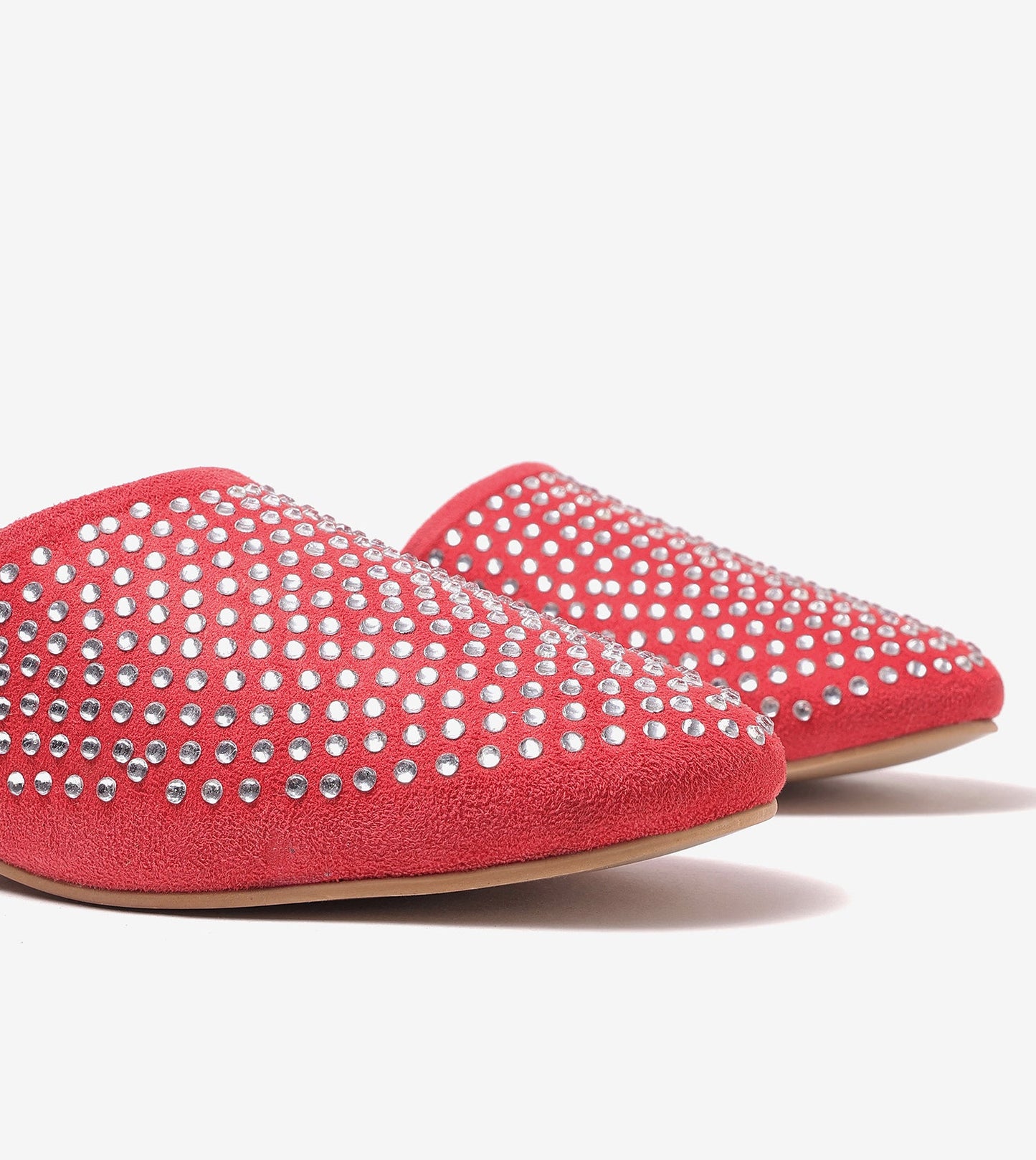 Crystal Red Slide-In Mules Flats - Red