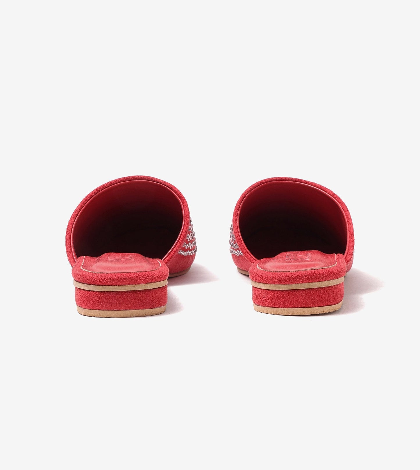 Crystal Red Slide-In Mules Flats - Red