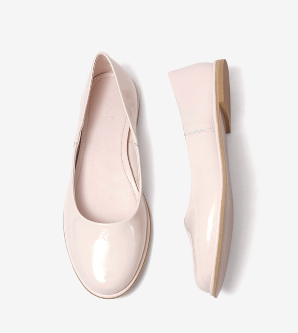 Modern Classic Patent Ballet Flats - Cream