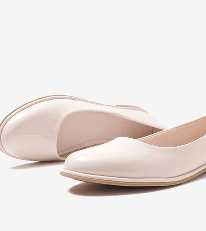 Modern Classic Patent Ballet Flats - Cream