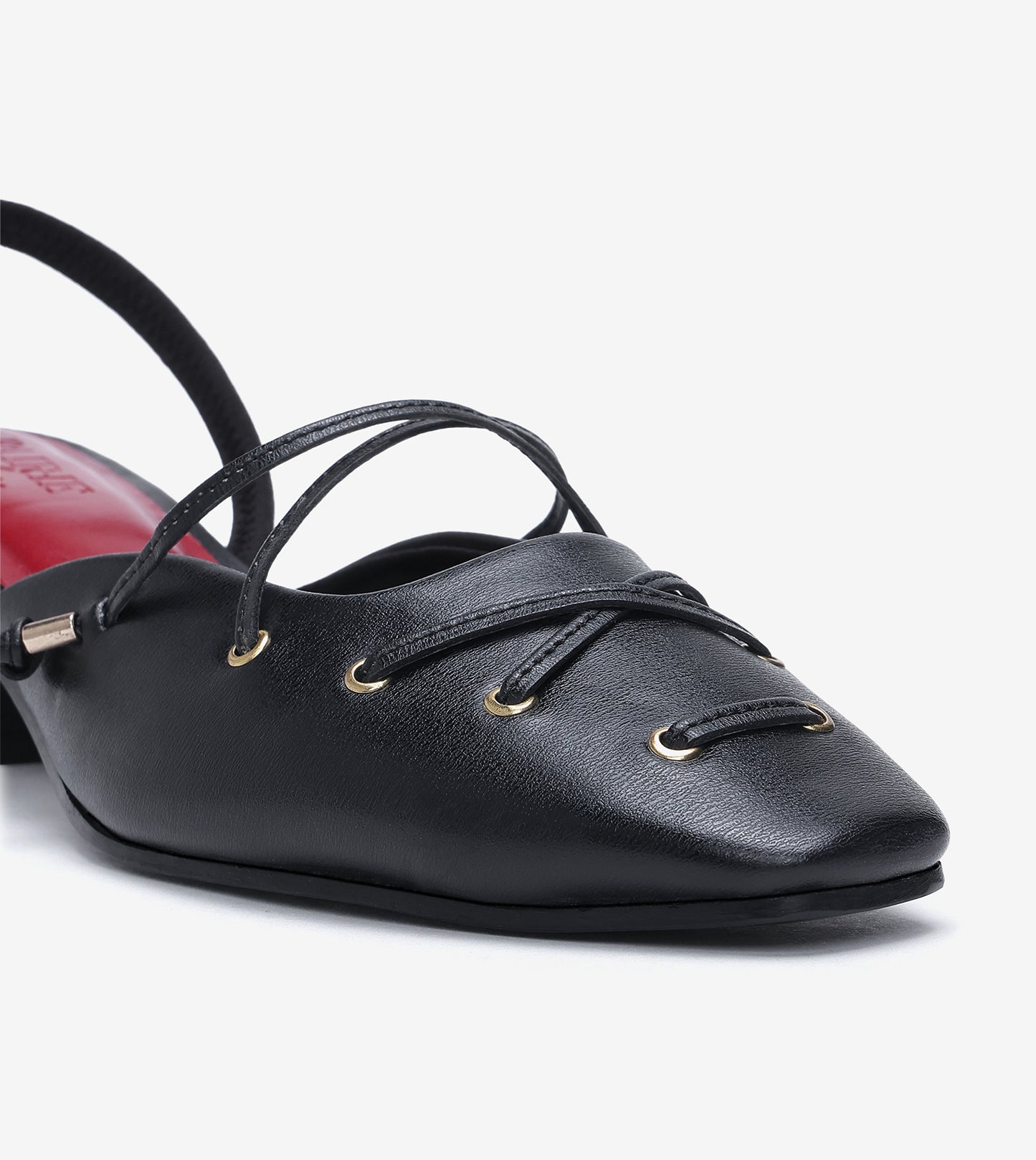 Lace-Up Slingback Heels - Black