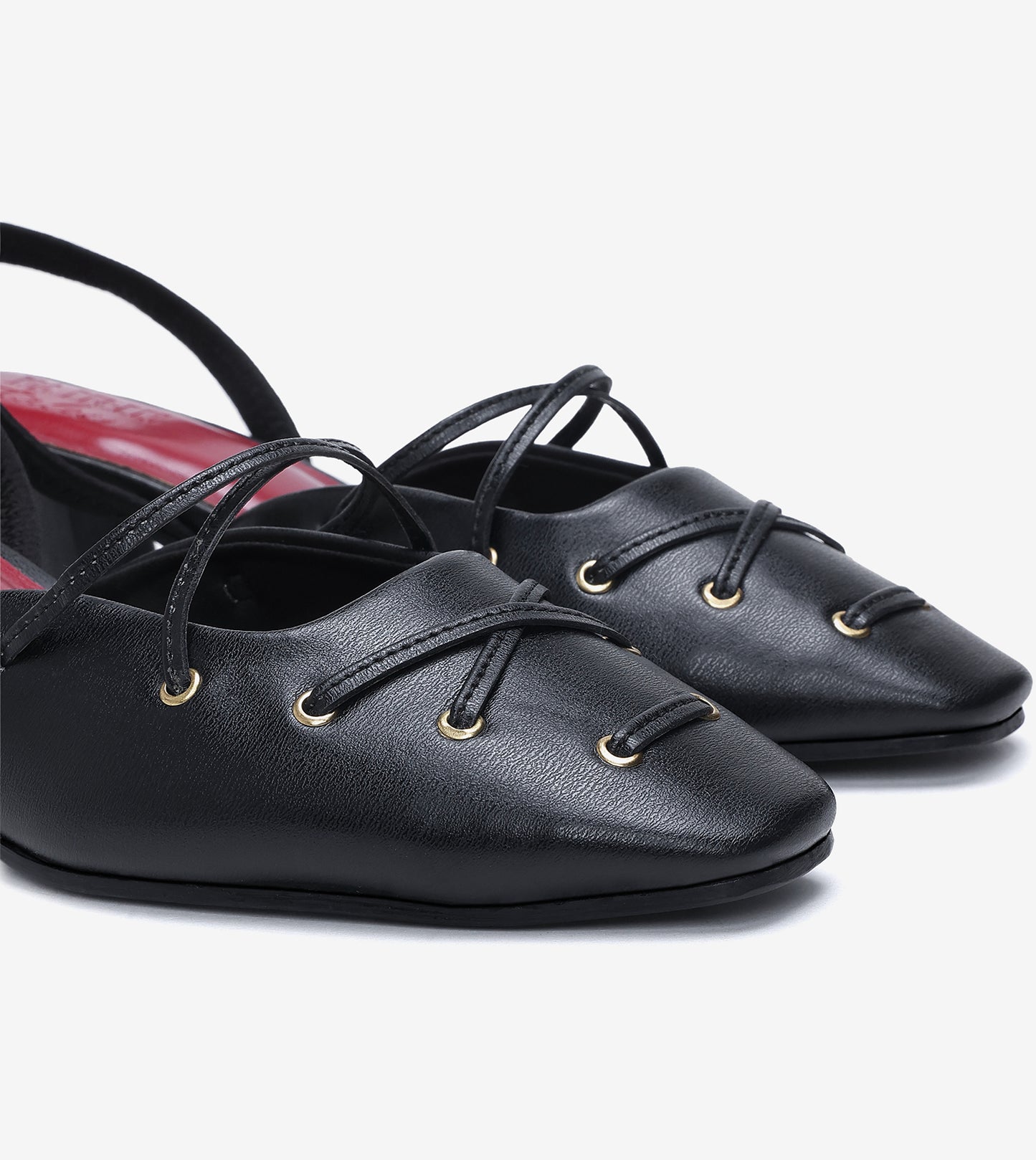 Lace-Up Slingback Heels - Black