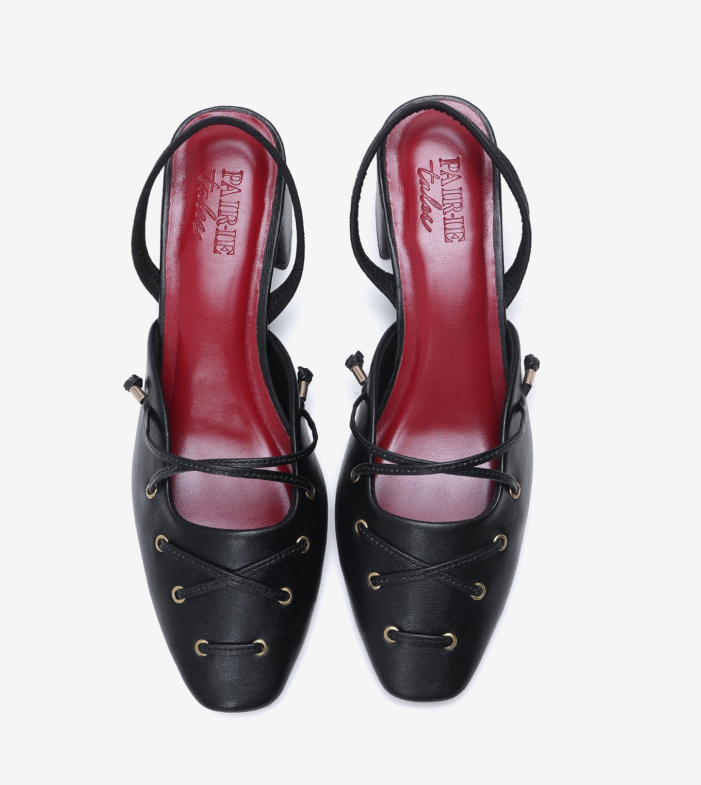 Lace-Up Slingback Heels - Black