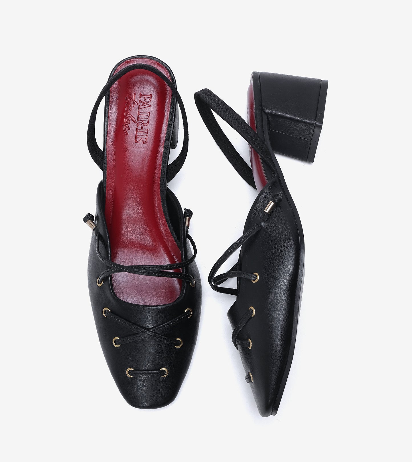 Lace-Up Slingback Heels - Black