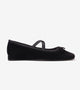 Velvet Mary Jane Flats - Black