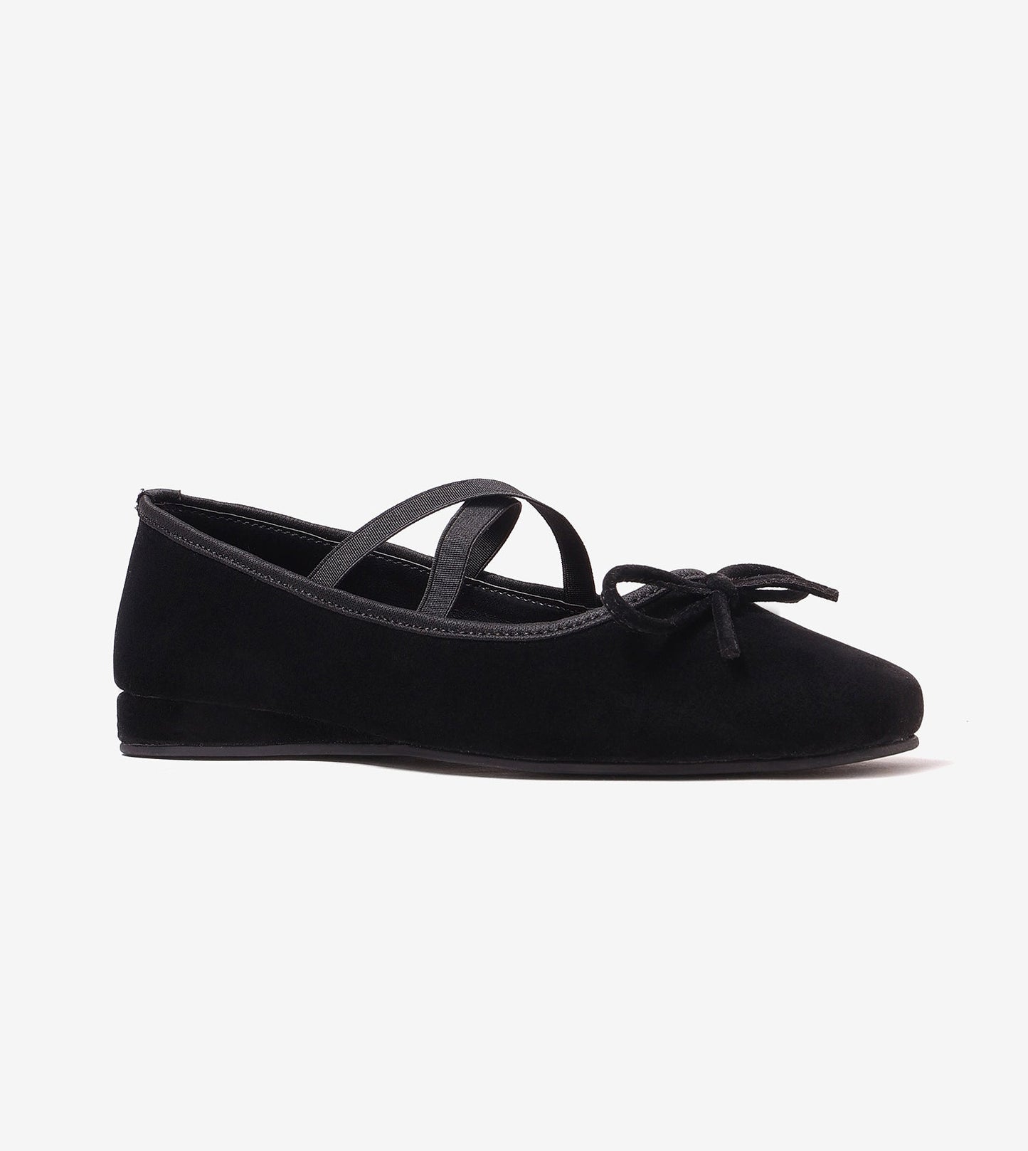 Suede Mary Jane Flats - Black