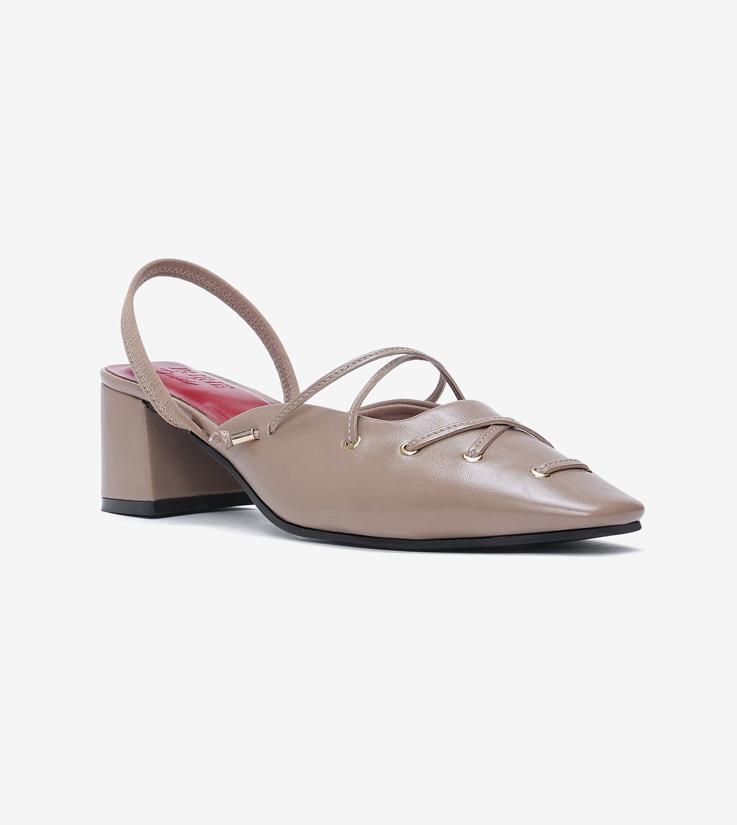 Lace-Up Slingback Heels - Beige