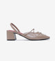 Lace-Up Slingback Heels - Beige