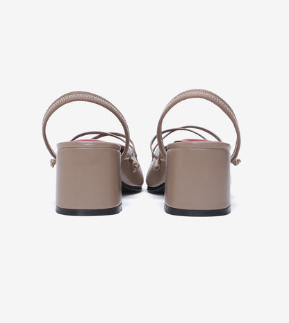 Lace-Up Slingback Heels - Beige