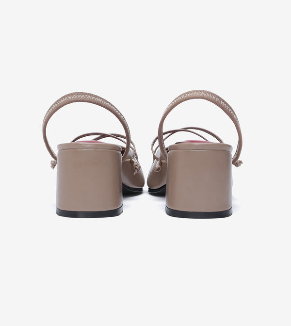 Lace-Up Slingback Heels - Beige