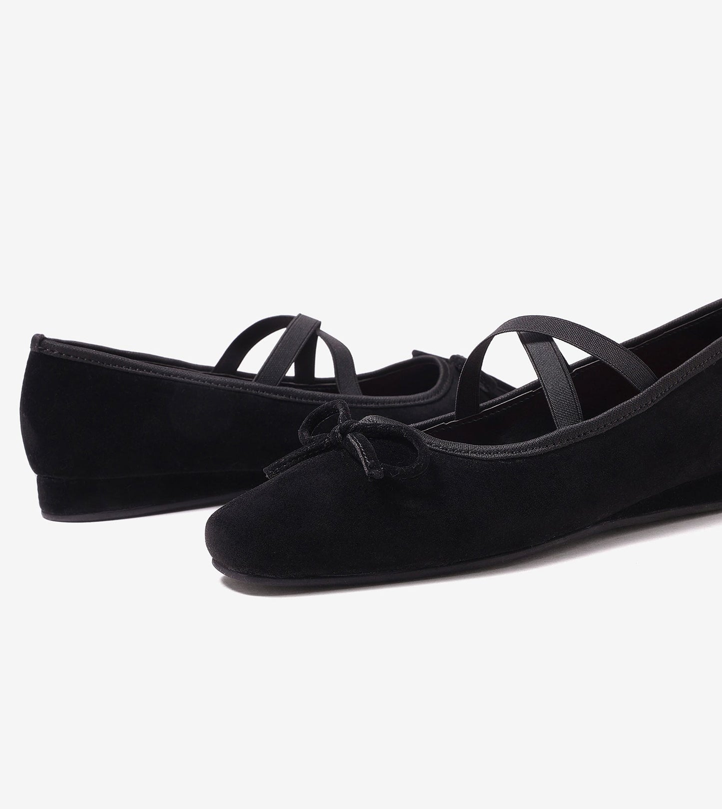Suede Mary Jane Flats - Black