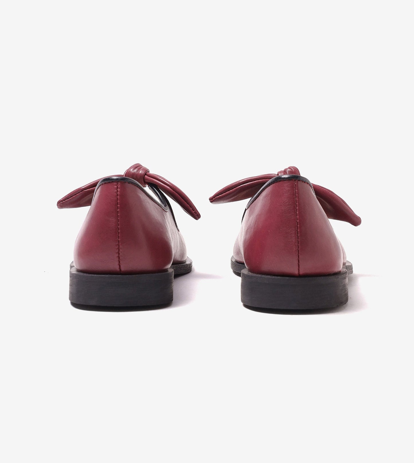Bow Detail Cap-Toe Flats - Wine