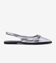 Pointed-Toe Buckle Slingback - Silver