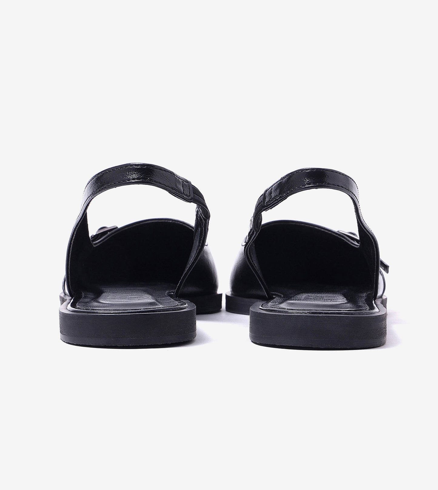 Pointed-Toe Buckle Slingback - Black