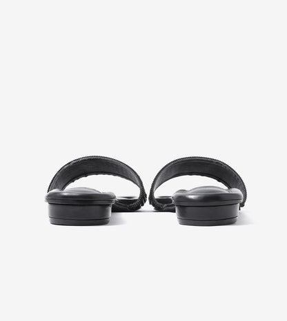 Elegant Pleated Edge Slide Flats - Black