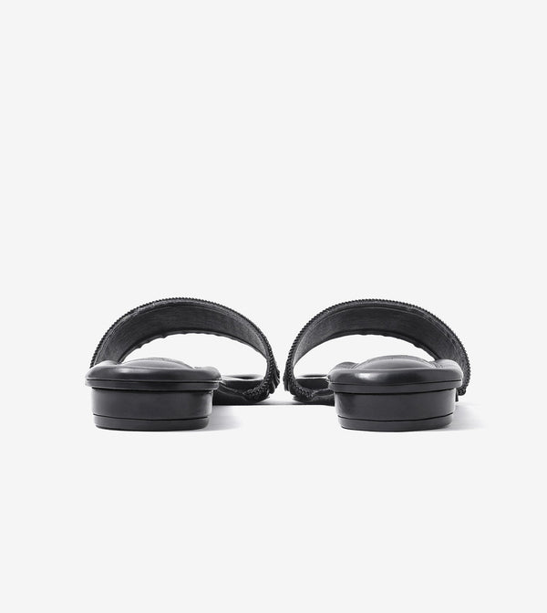 Elegant Pleated Edge Slide Flats - Black
