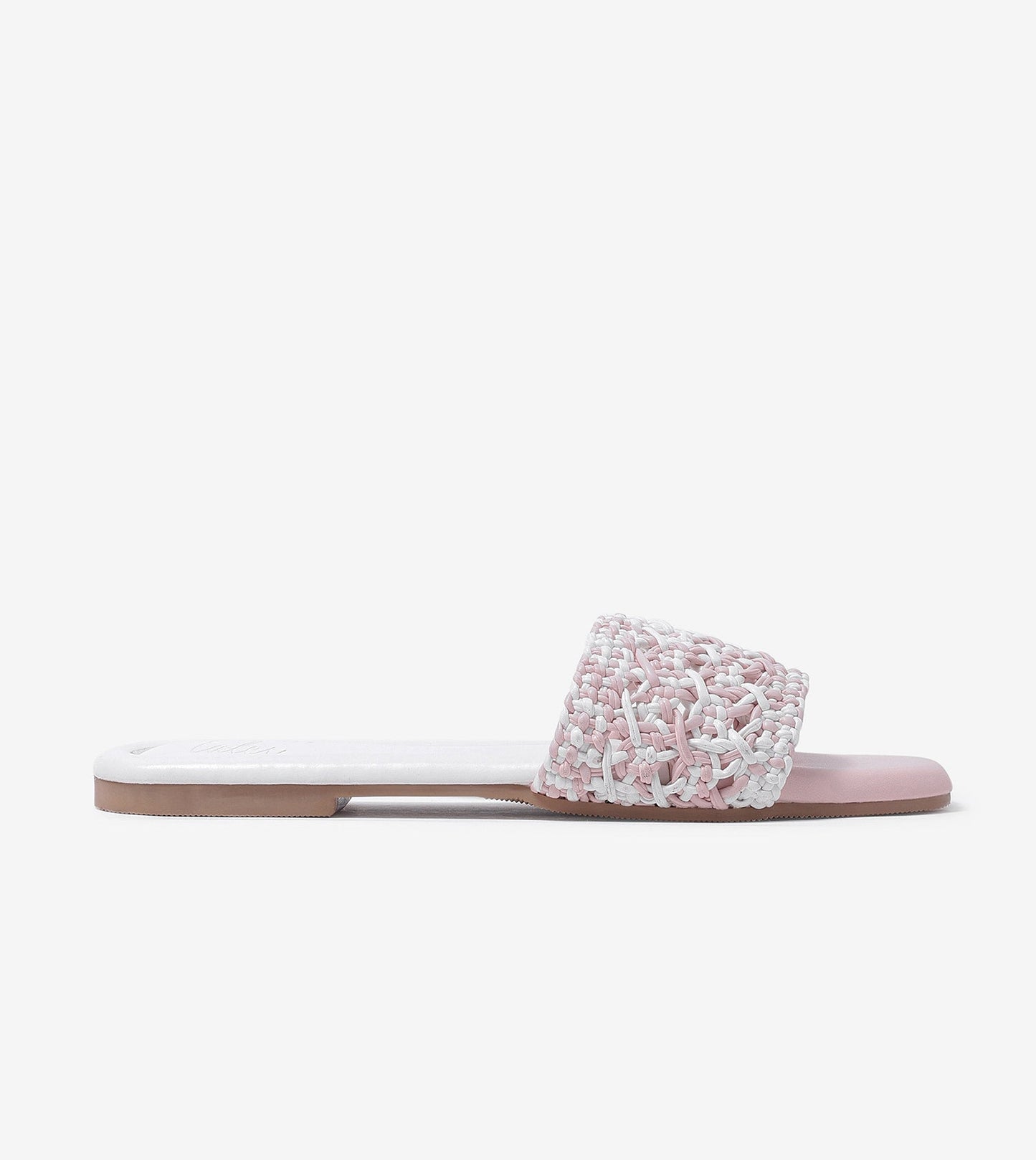 Textured Strap Slides Flat Sandal - Pink