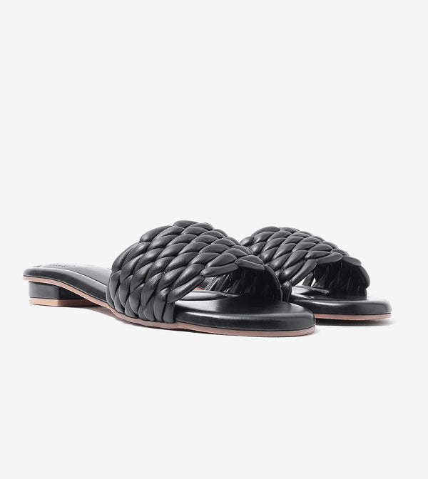 Braided Strap Comfort Slides - Black