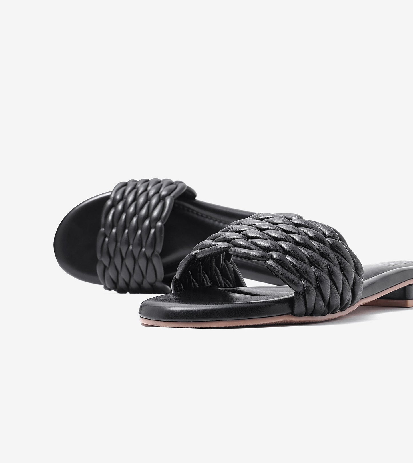 Braided Strap Comfort Slides - Black