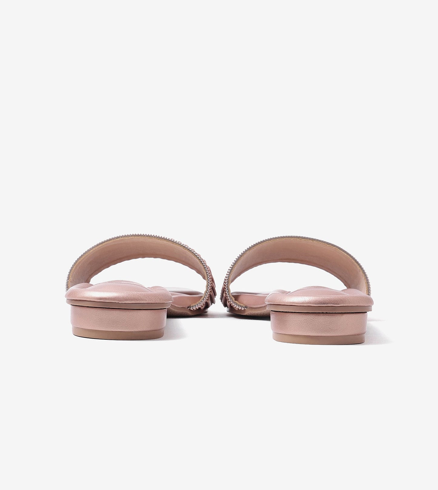 Elegant Pleated Edge Slide Flats - Rose Gold