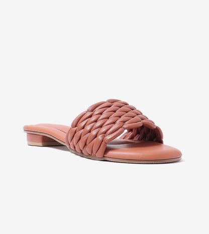 Braided Strap Comfort Slides - Tan